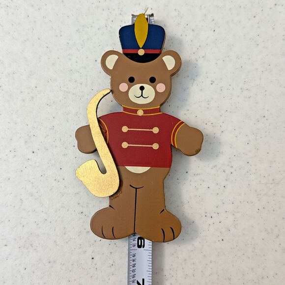 Vtg Wooden Christmas Ornament 8 Lot Rocking Horse Nutcracker Bell Bear Tree - Picture 4 of 16